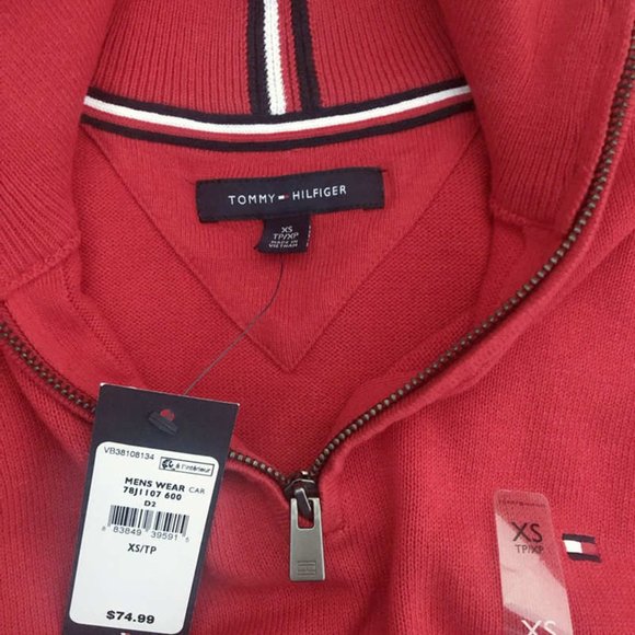 Tommy Hilfiger 78J1107 600 / 78J3765 Cotton Quarter Zipper Sweater NWT - Picture 5 of 7